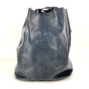 FENDI vintage FF logo drawstring bag Bucket type Shoulder Bag Leather Navy